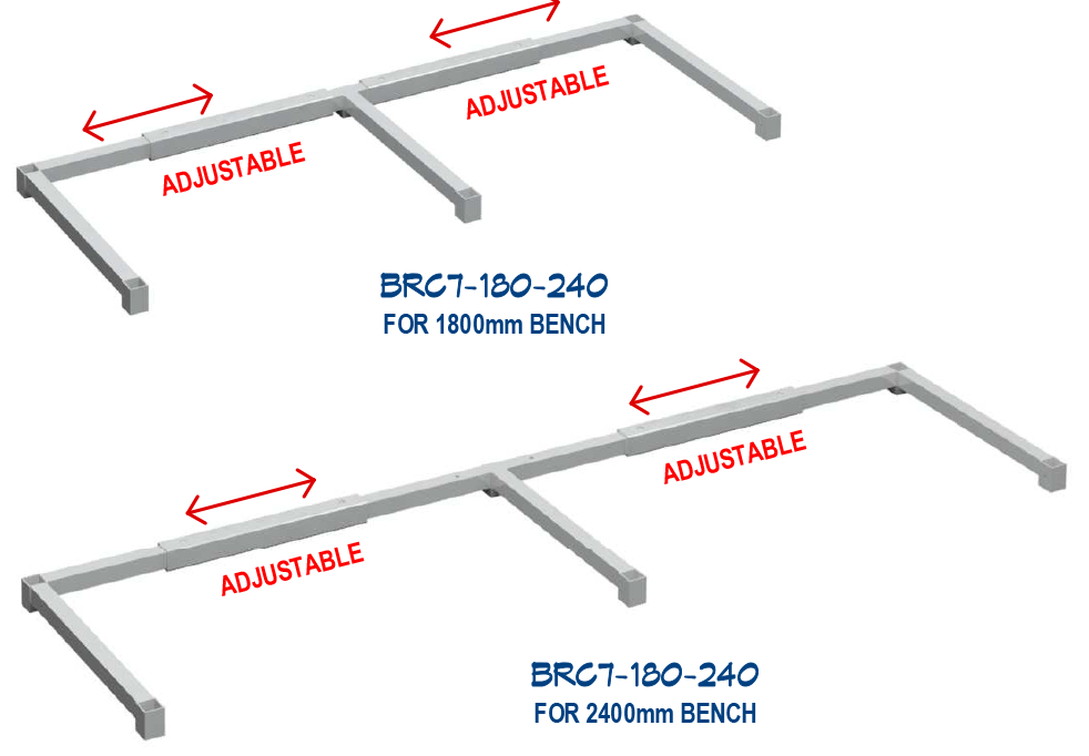 BRC7-180-240 - ADJUSTABLE BRACES TO FIT 1800 AND 2400mm WIDTH STAINLESS STEEL BENCHES