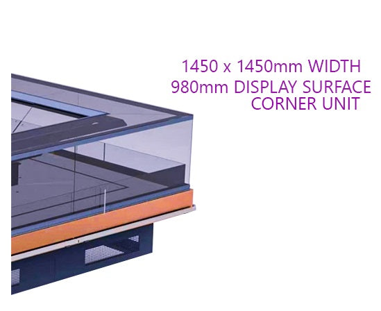 GLTVQT90-E LUXURY MEAT DELI CASE CORNER UNIT WITH LIFT GLASS