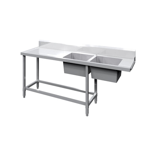 B-ISL2002-S INLET BENCH LEFT HANDED DOUBLE SINK