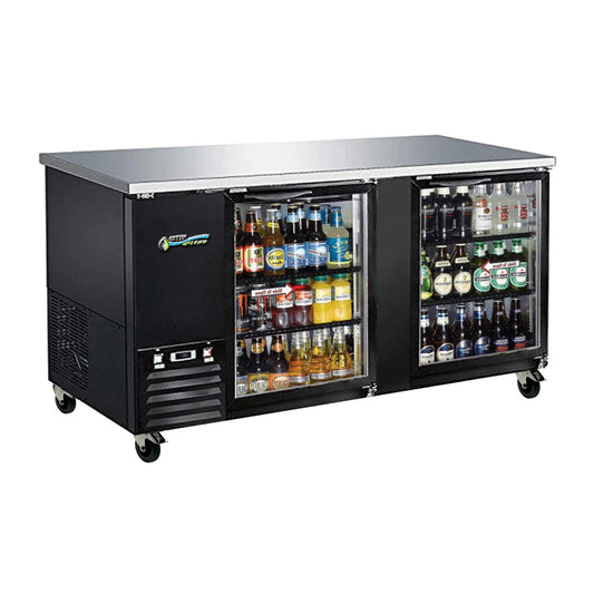 BBAR-2G-18 BUDGET BACK BAR FRIDGES 2 GLASS DOORS 1800MM 641 LITRE CAPACITY