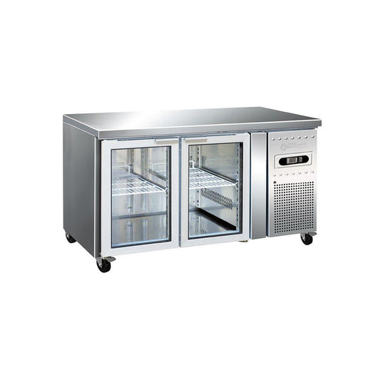 BG2DCC-1360 TWO GLASS DOOR PREMIUM BENCH FRIDGE 314 LITRES CAPACITY