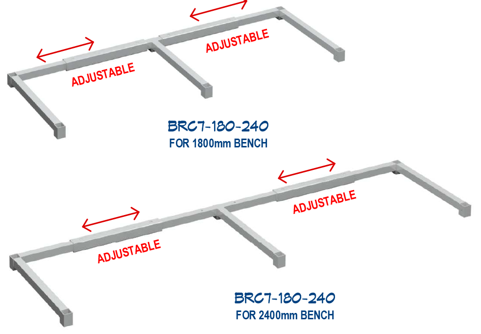BRC7-180-240 - ADJUSTABLE BRACES TO FIT 1800  AND 2400mm WIDTH STAINLESS STEEL BENCHES