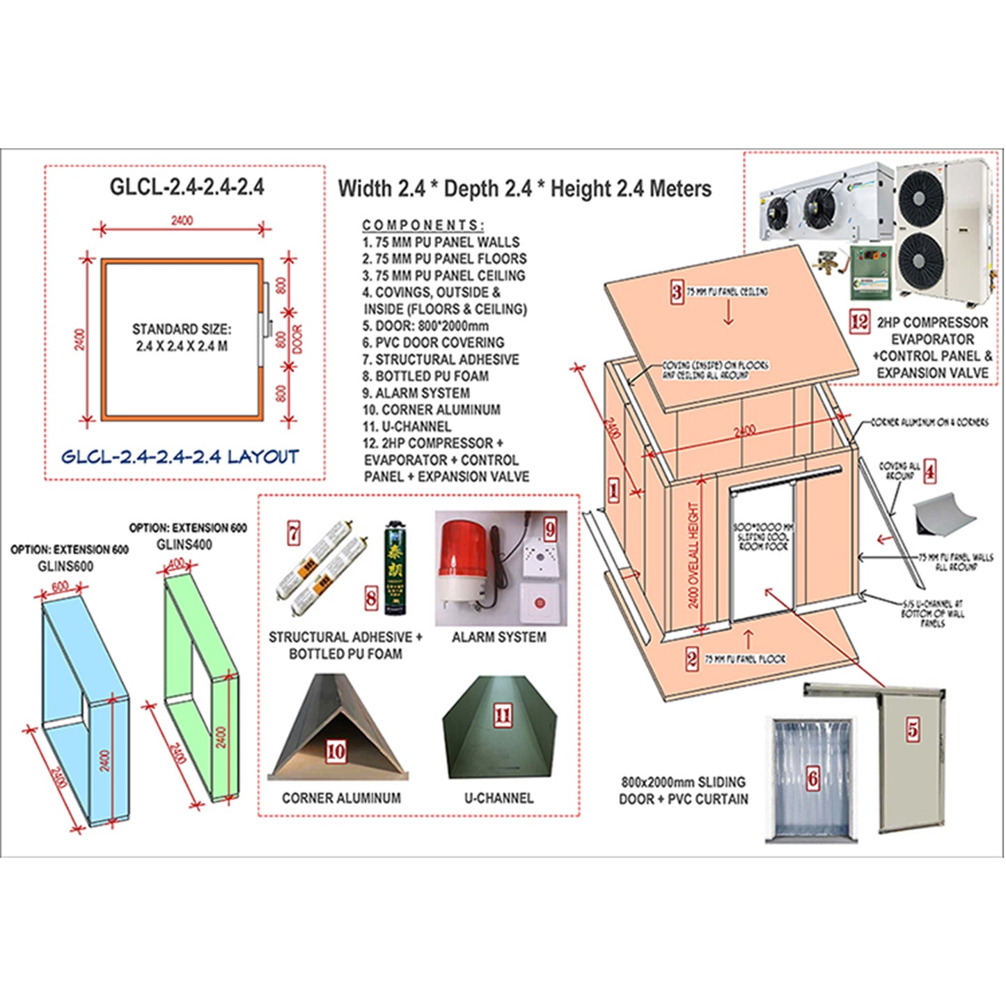 GLCL2.4-2.4-2.4 Standard Cool Room/Freezer Room