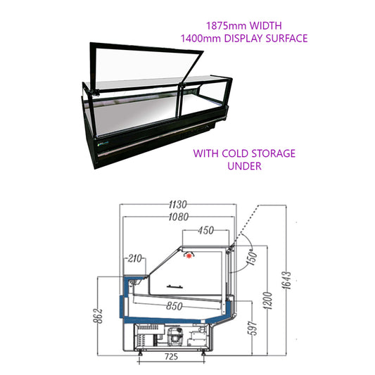 GLTVQT-1.87M LUXURY  MEAT DELI CASE WITH LIFT GLASS