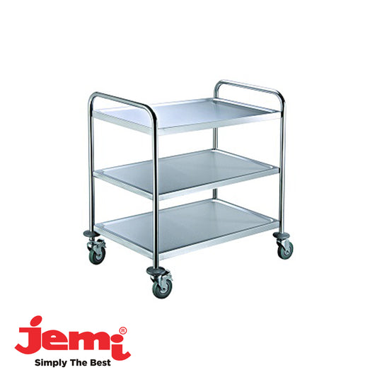 TRO-3T 3 TIER CLEAR TROLLEY FIXED SHELVES